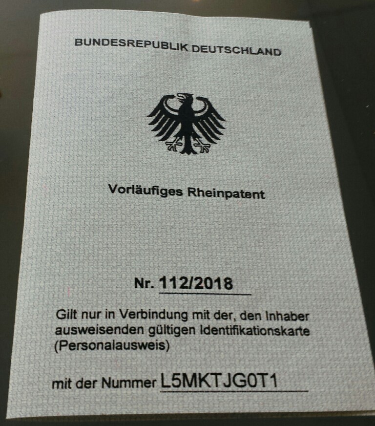 Vorläufiges Rheinpatent